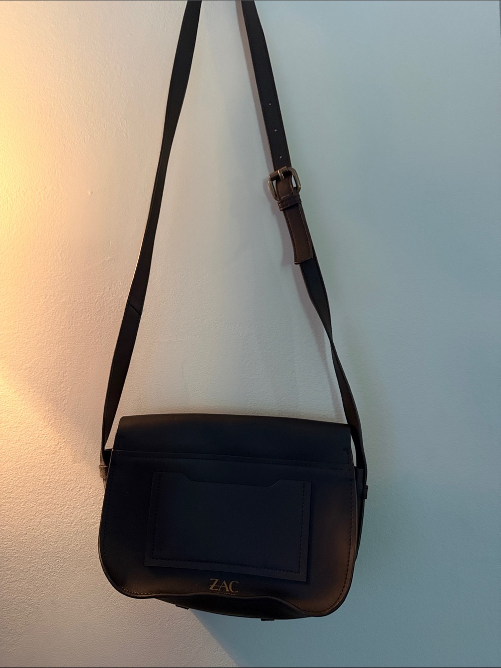 Zac Posen Black Leather Crossbody Saddle Bag